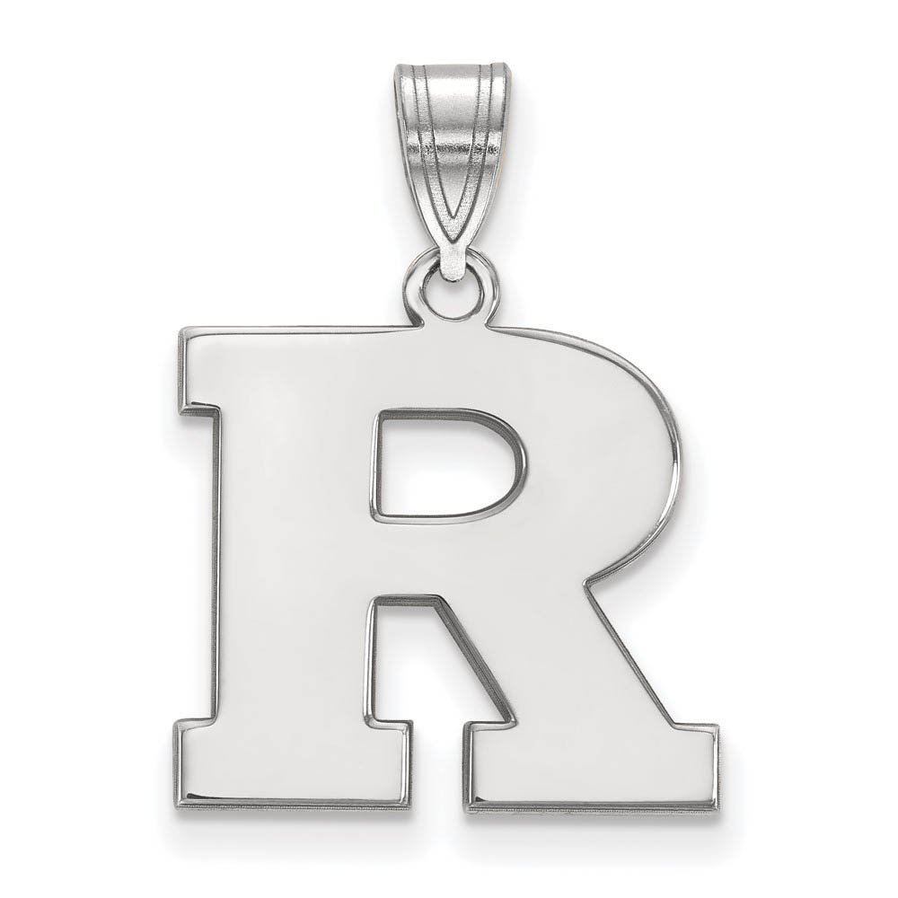 14k White Gold Rutgers Initial R Pendant