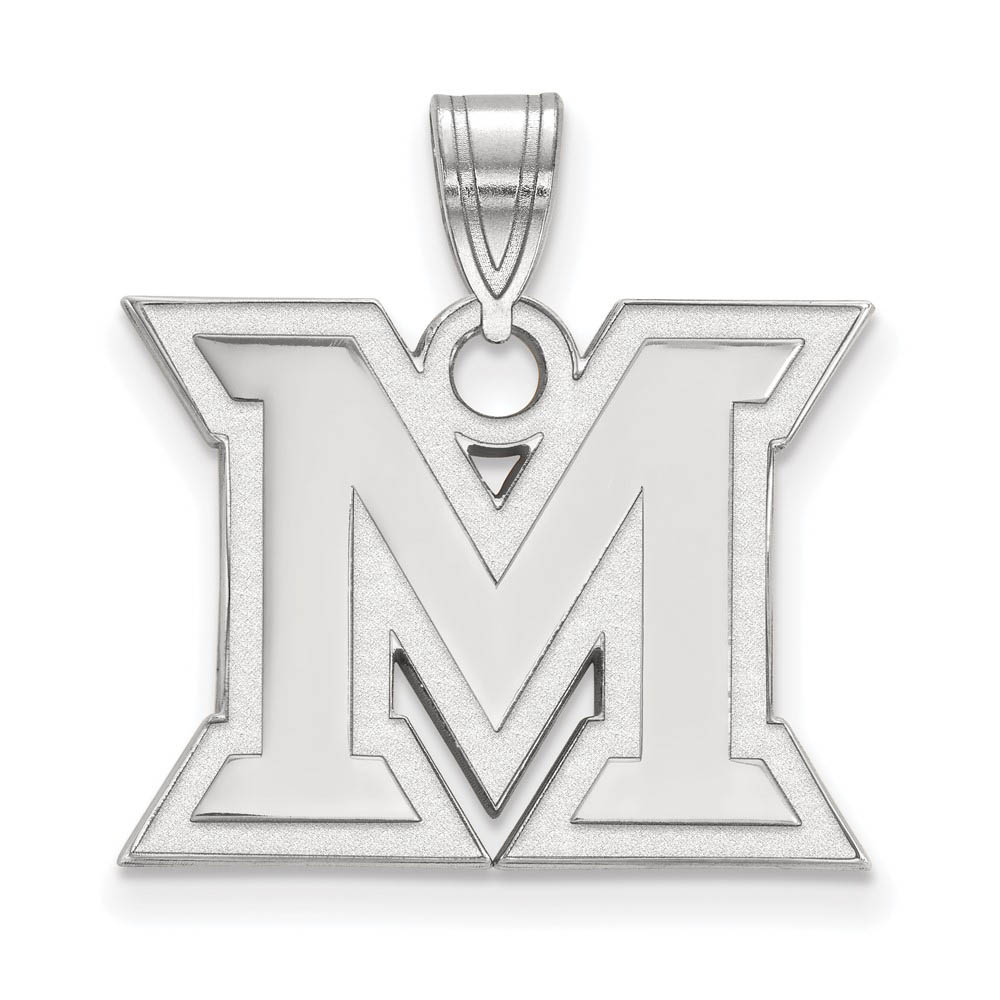 14k White Gold Miami U Medium Initial Pendant