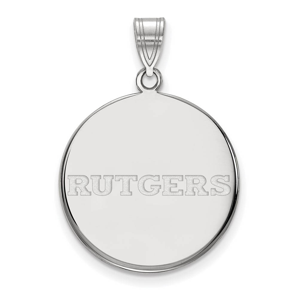 14k White Gold Rutgers Script Disc Pendant