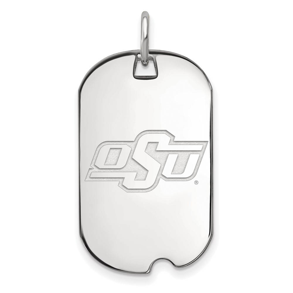 14k White Gold Oklahoma State Dog Tag Pendant