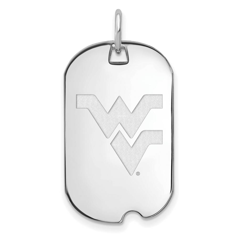 14k White Gold West Virginia U. Dog Tag Pendant