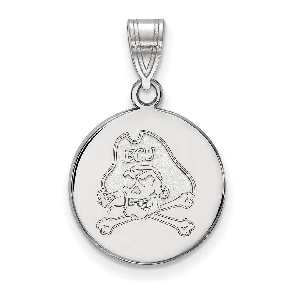 14k White Gold East Carolina U Disc Pendant
