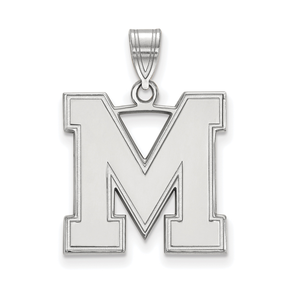 14k White Gold U. of Memphis Large Initial Pendant