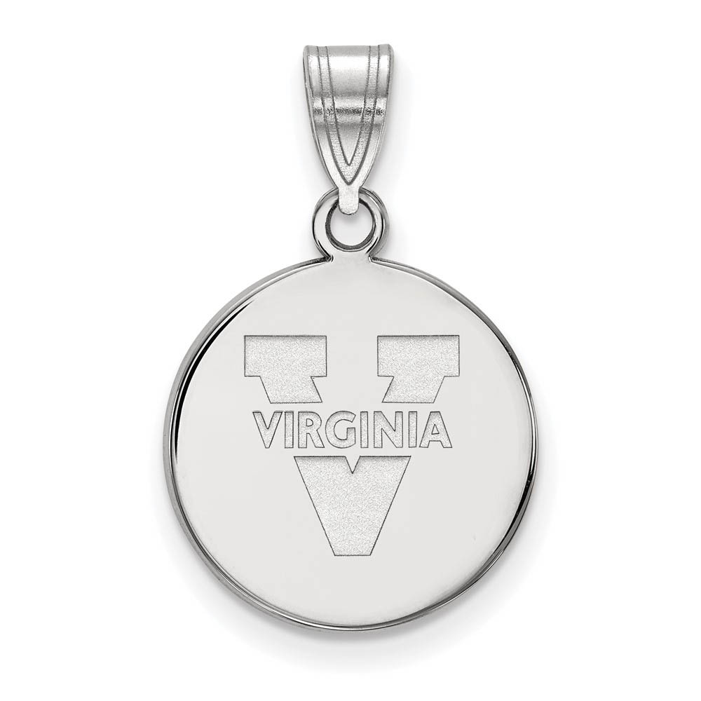14k White Gold U. of Virginia 'V' Logo Disc Pendant
