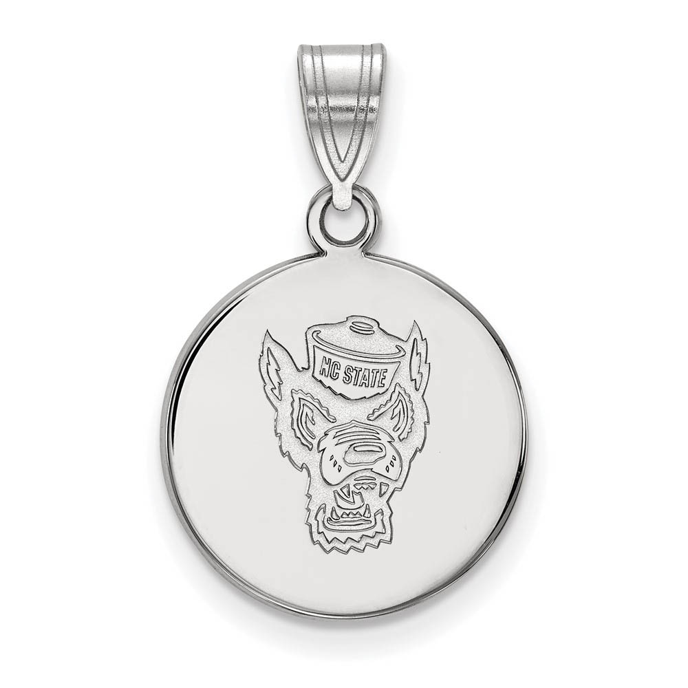 14k White Gold North Carolina State Logo Disc Pendant