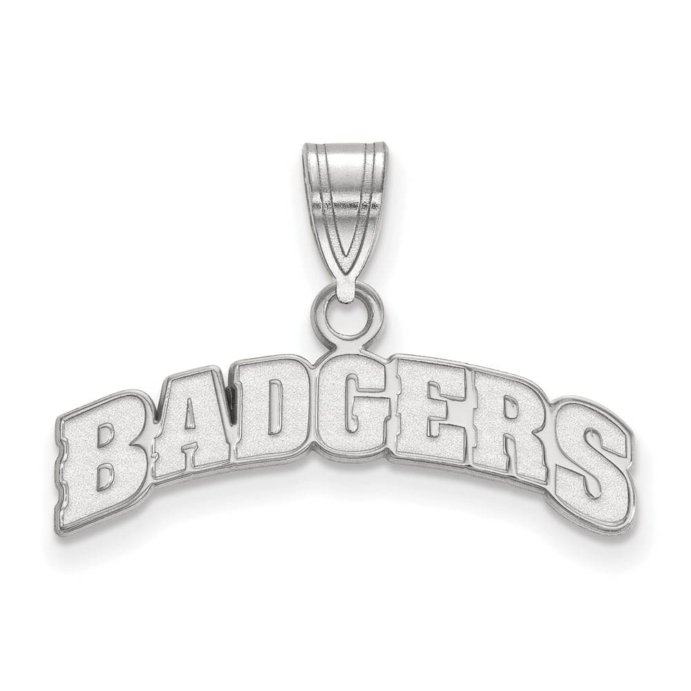 14k White Gold U. of Wisconsin Script Logo Pendant