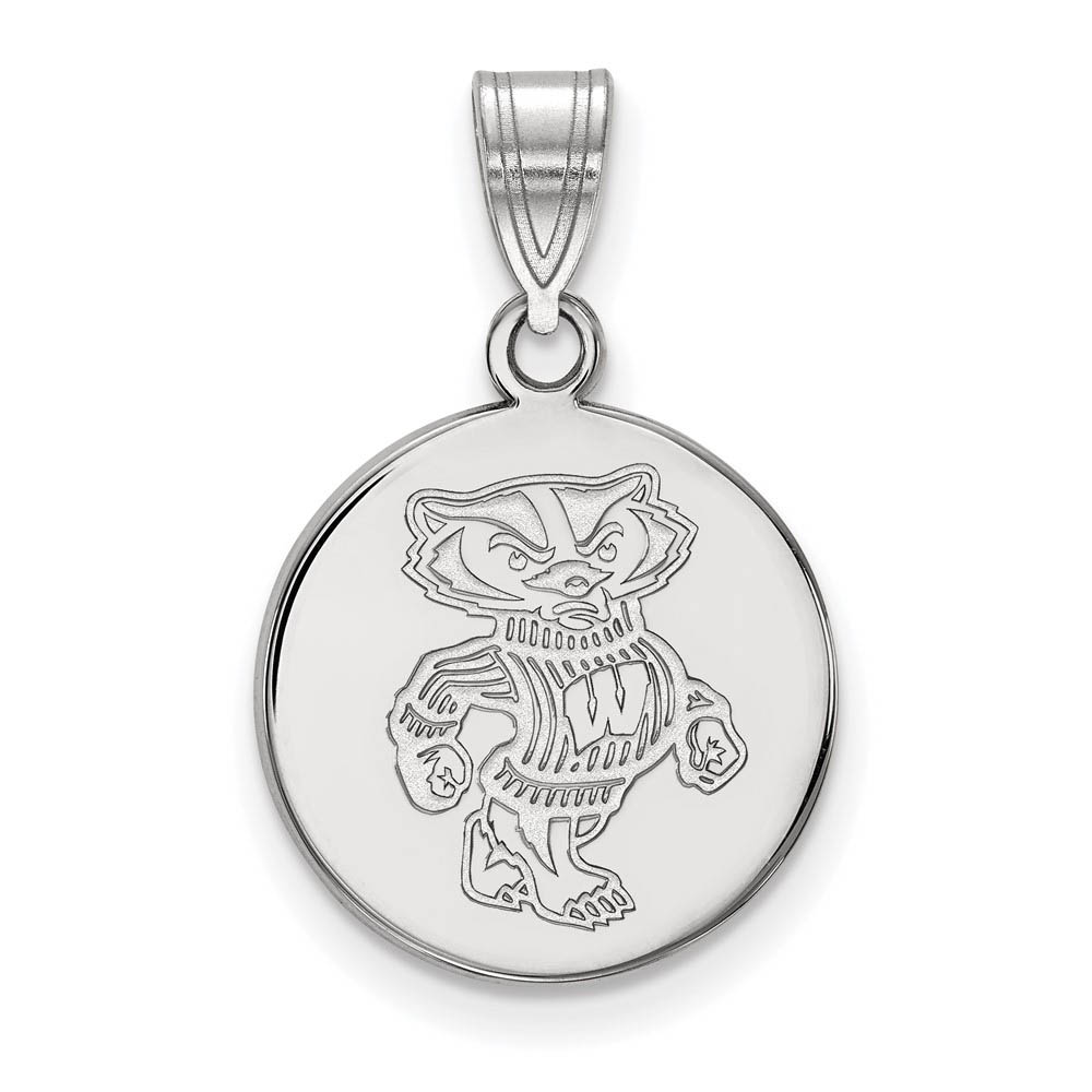 14k White Gold U. of Wisconsin Badgers Disc Pendant