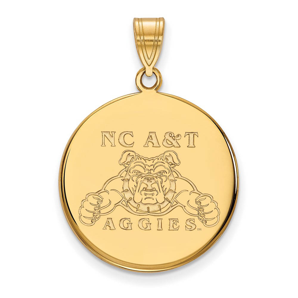 14k Gold Plated Silver North Carolina A&T Disc Pendant