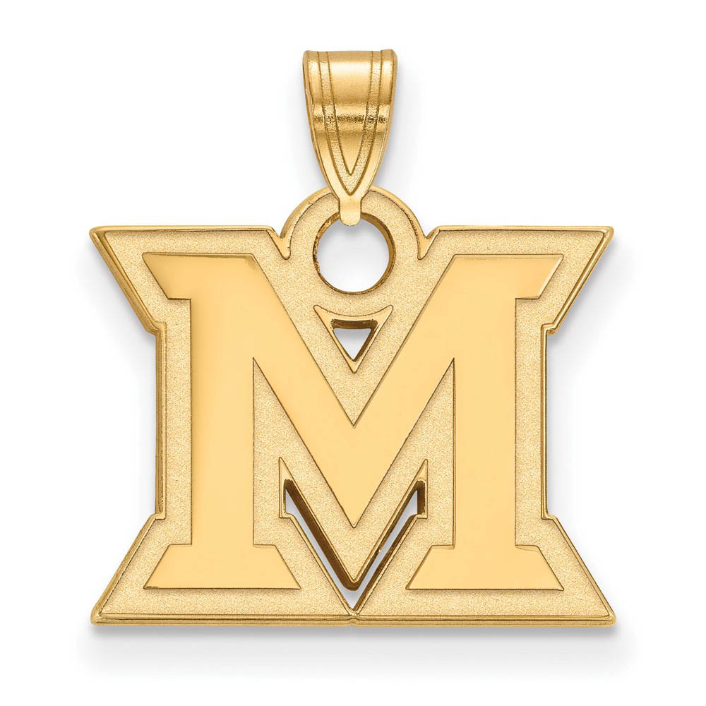 14k Gold Plated Silver Miami U Small Initial Pendant