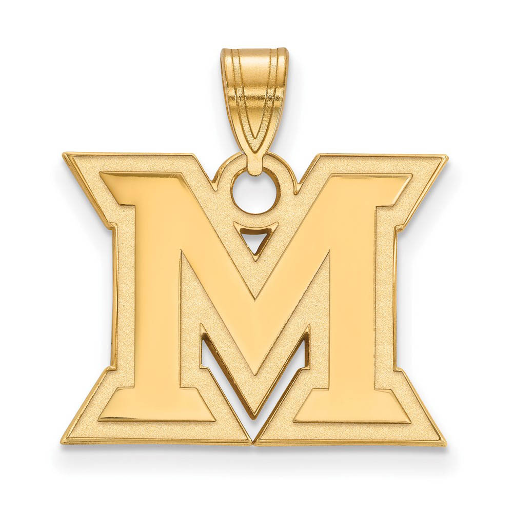 14k Gold Plated Silver Miami U Medium Initial Pendant