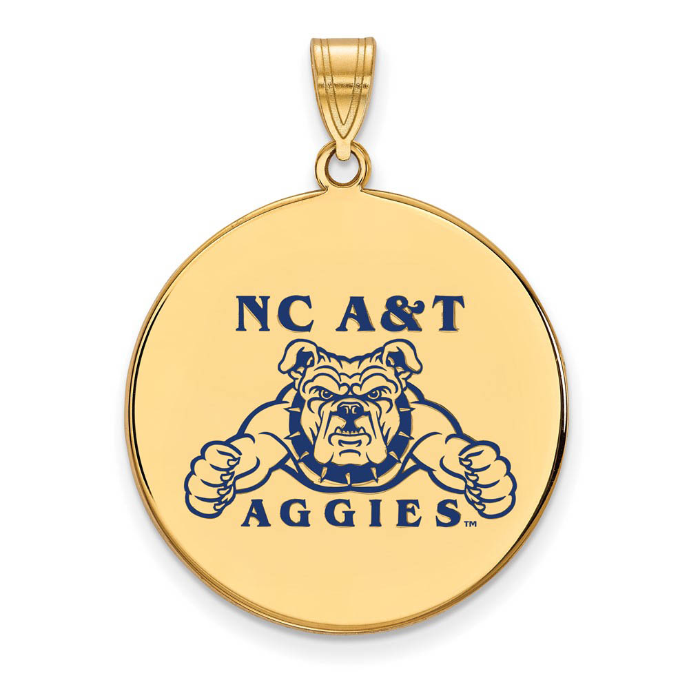 14k Gold Plated Silver North Carolina A&T Enamel Disc Pendant