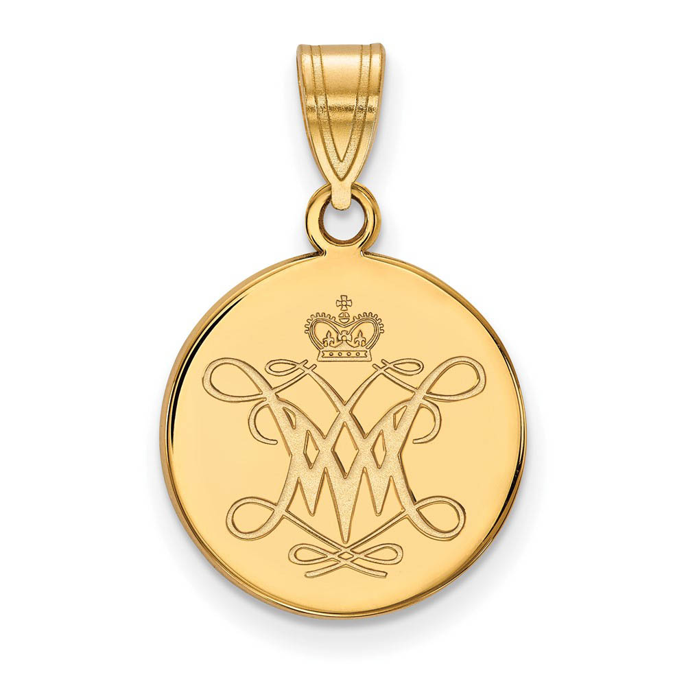 14k Gold Plated Silver William and Mary Disc Pendant