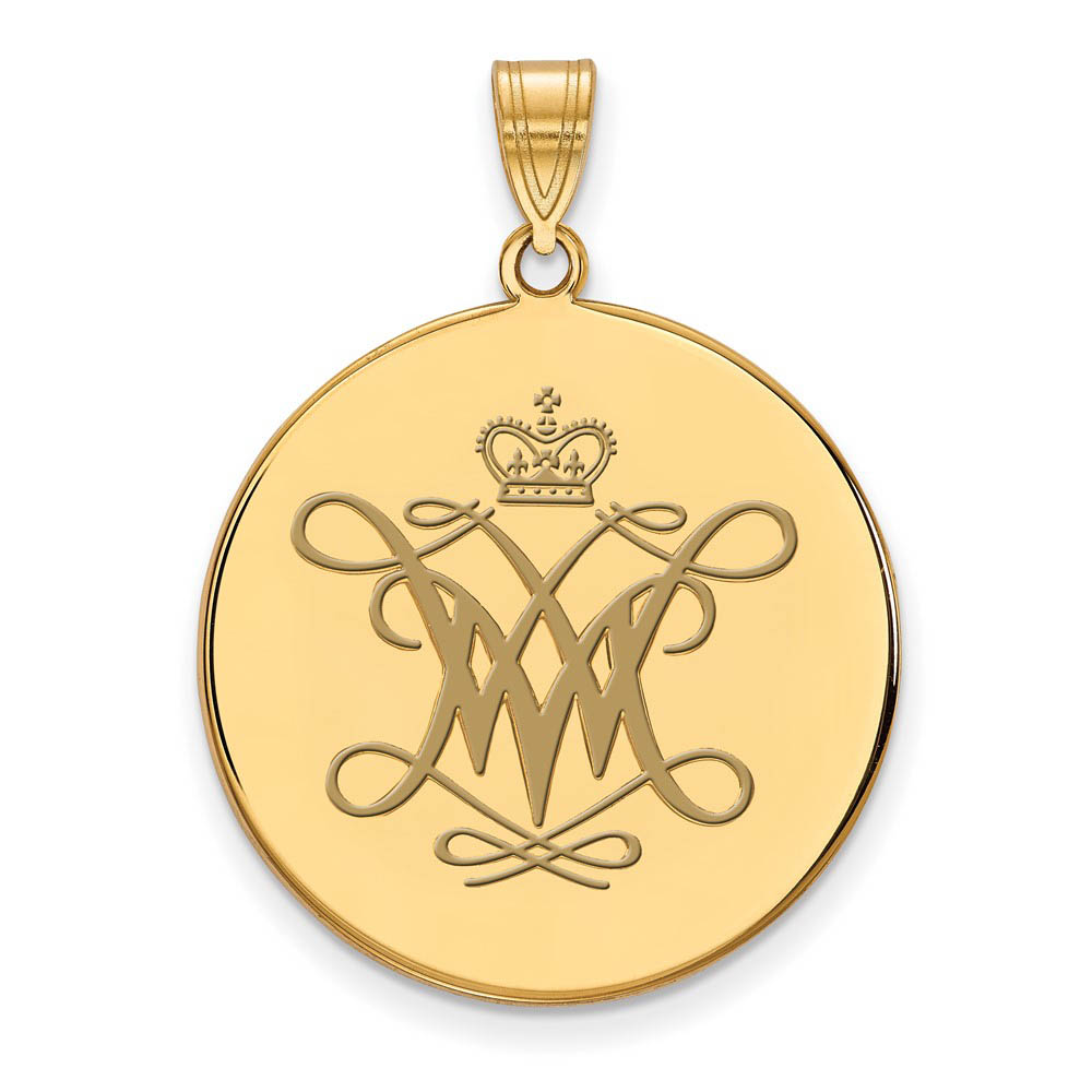 14k Gold Plated Silver William and Mary Enamel Disc Pendant