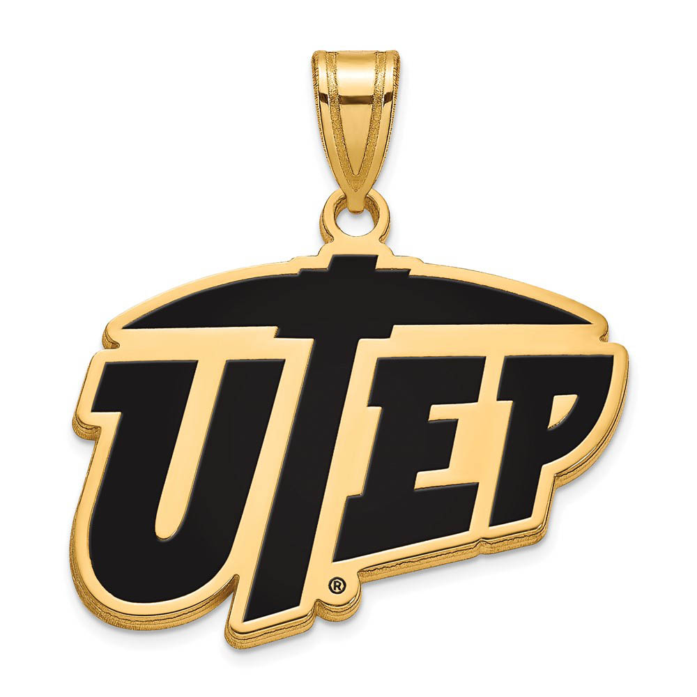 14k Gold Plated Silver U. of Texas at El Paso LG Enamel Logo Pendant