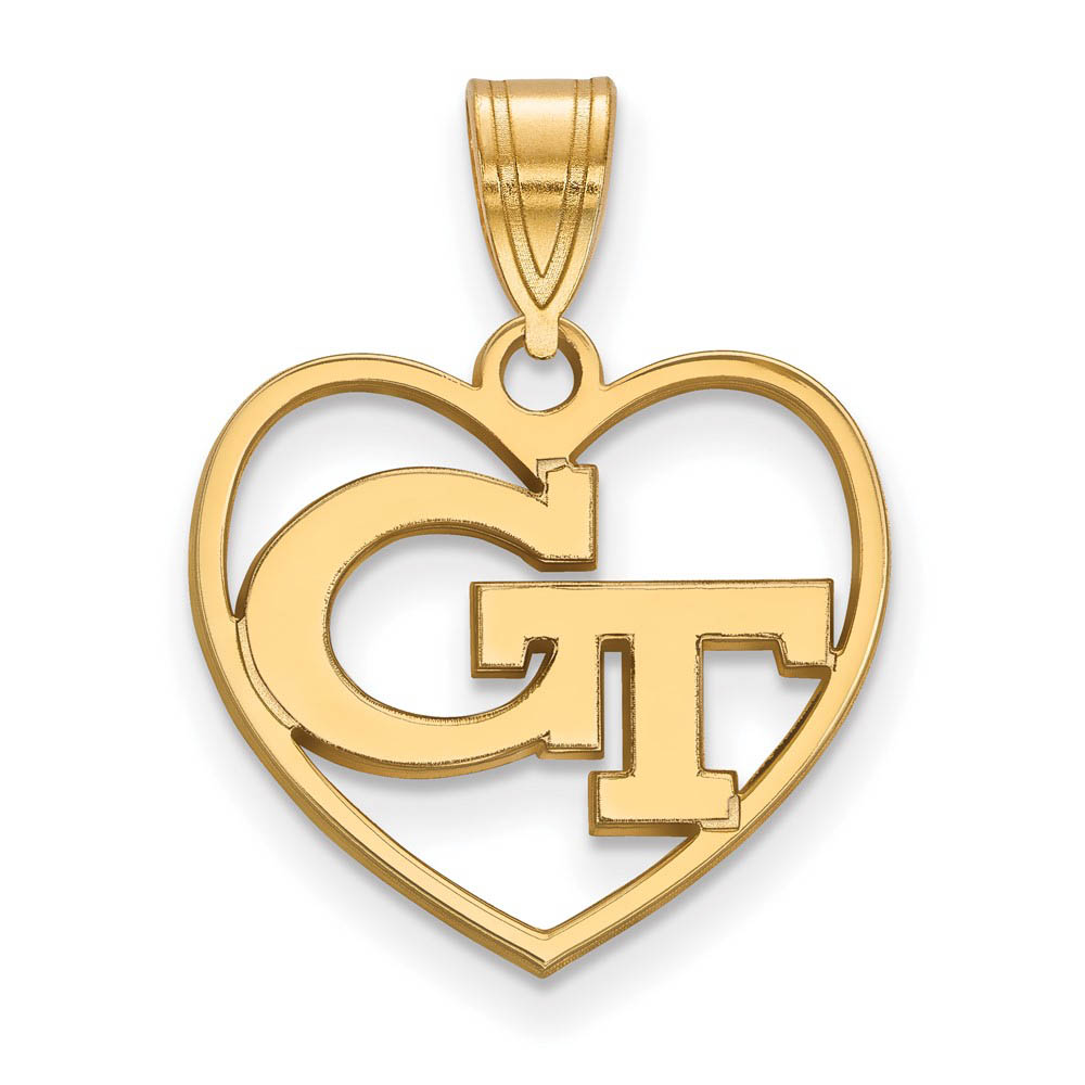 14k Gold Plated Silver Georgia Technology Heart Pendant