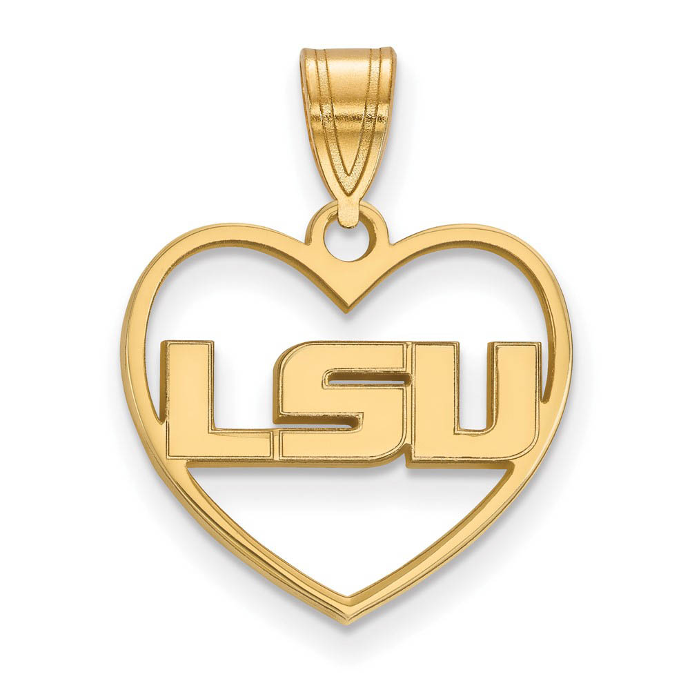 14k Gold Plated Silver Louisiana State Heart Pendant