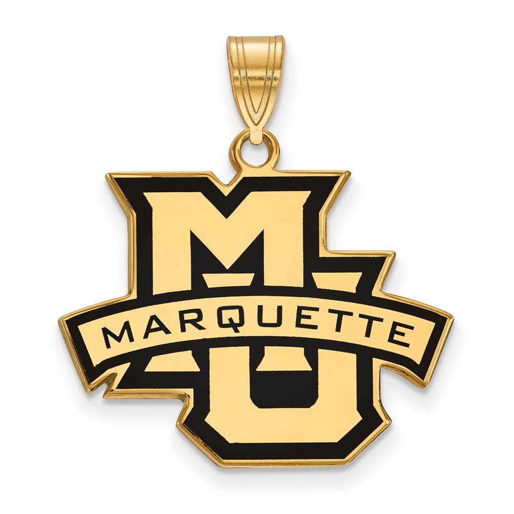 14k Gold Plated Silver Marquette U Enamel Pendant