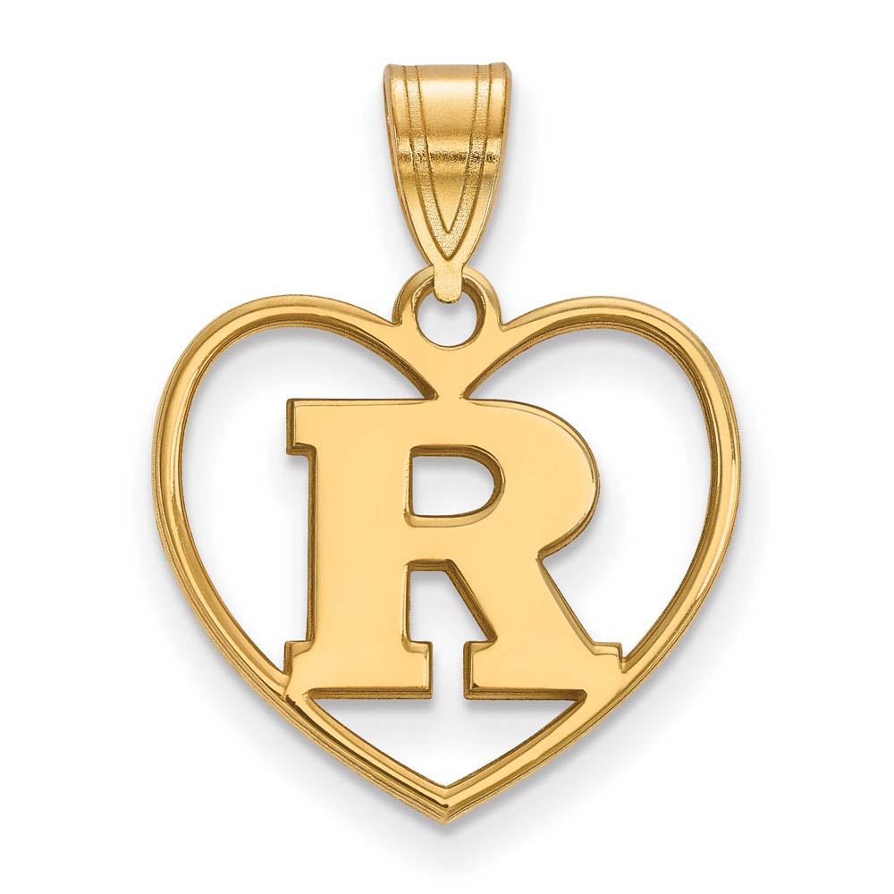 14k Gold Plated Silver Rutgers Initial R Heart Pendant