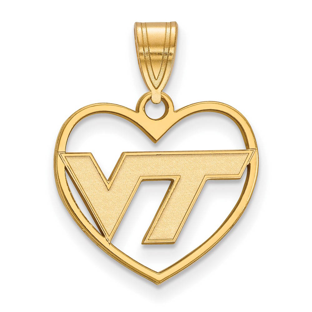 14k Gold Plated Silver Virginia Tech Logo Heart Pendant