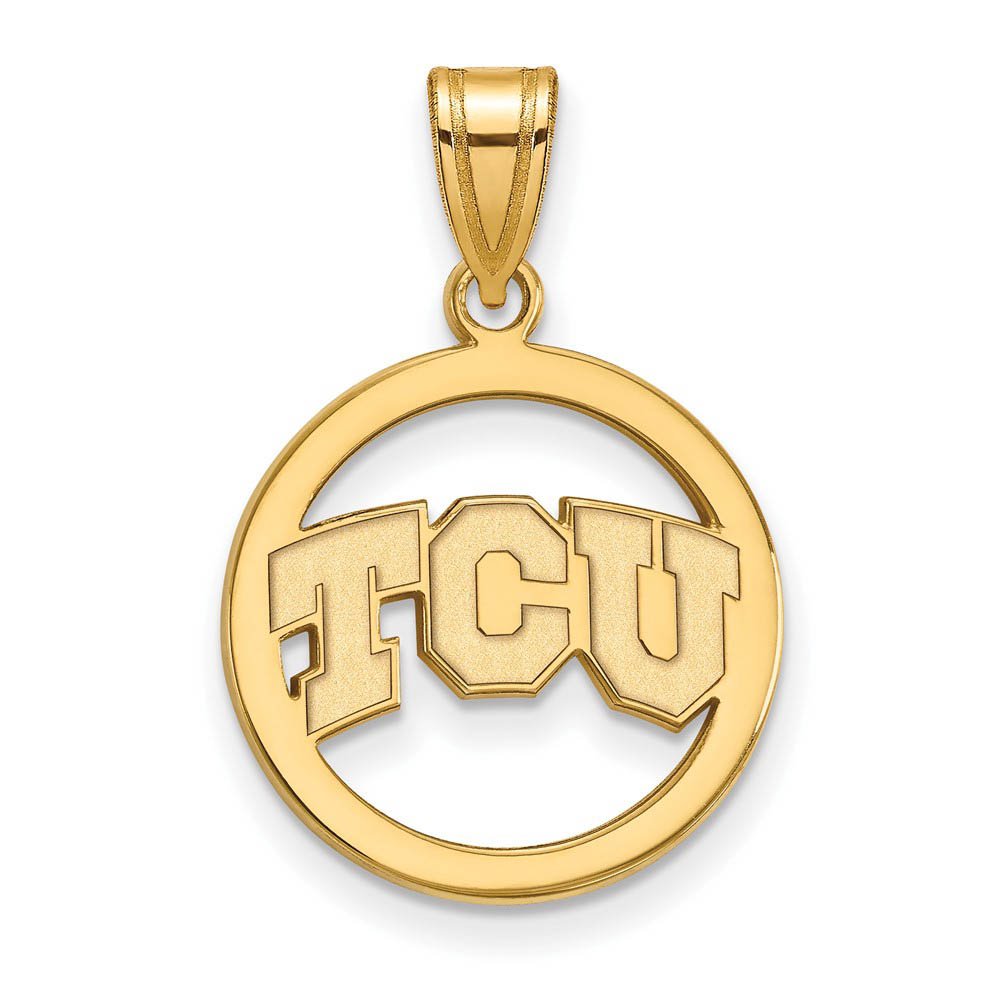 14k Gold Plated Silver Texas Christian U. Circle Pendant
