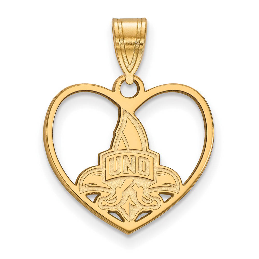 14k Gold Plated Silver U. of New Orleans Heart Pendant