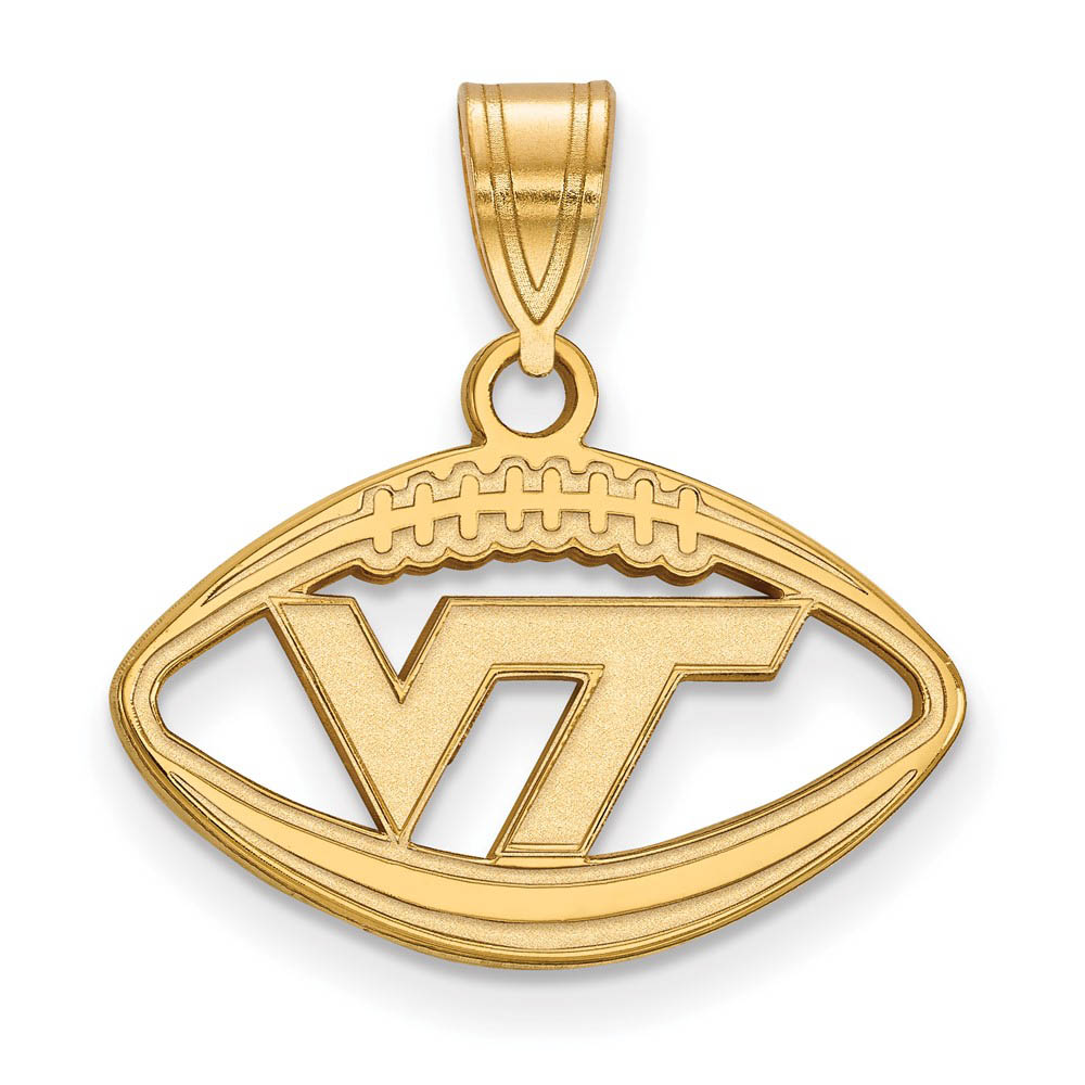 14k Gold Plated Silver Virginia Tech Logo Football Pendant