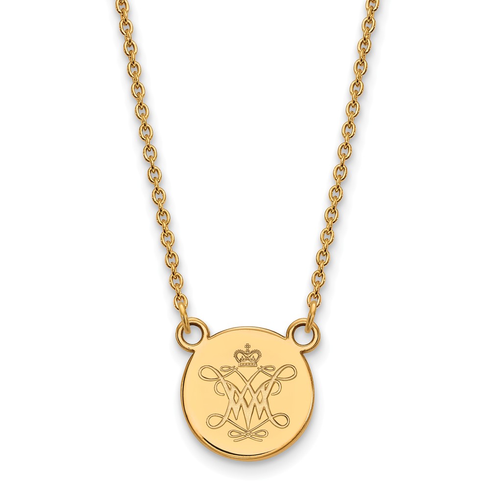 14k Gold Plated Silver William And Mary Disc Pendant