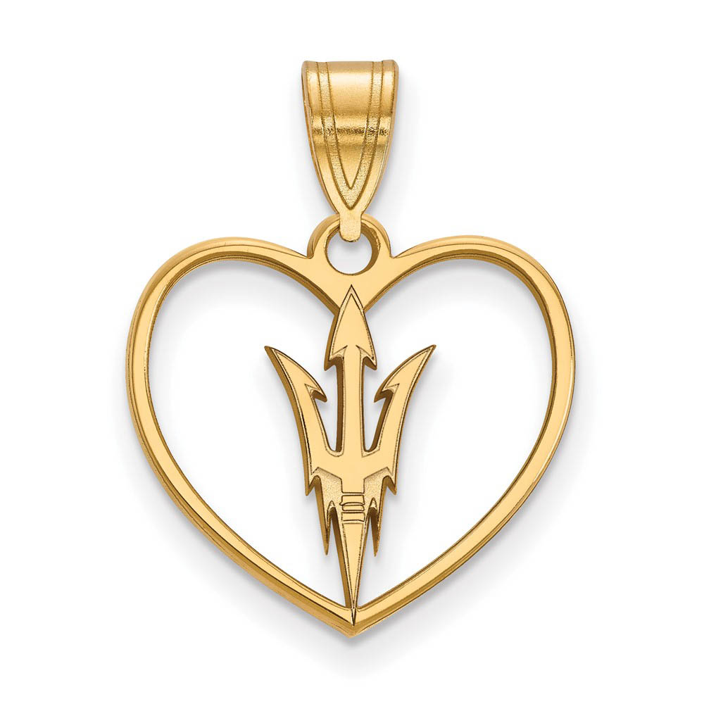 14k Gold Plated Silver Arizona State Heart Pendant