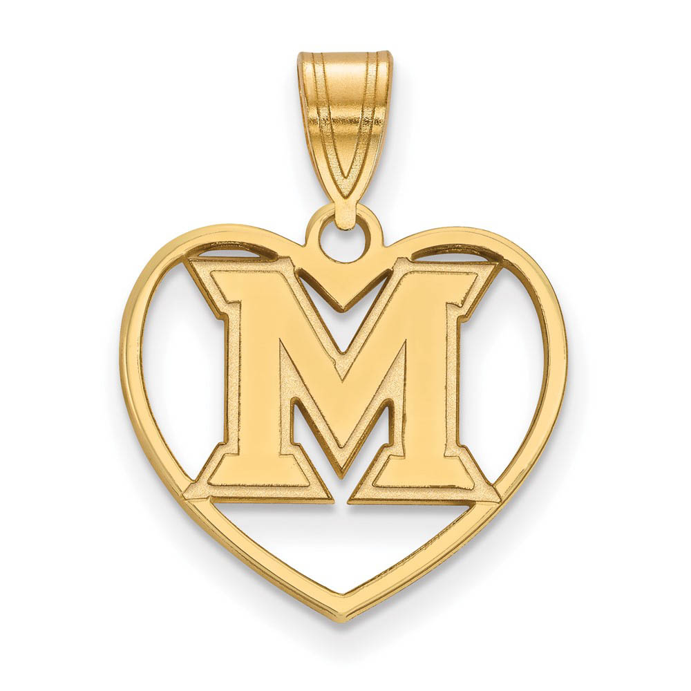 14k Gold Plated Silver Miami U Heart Pendant