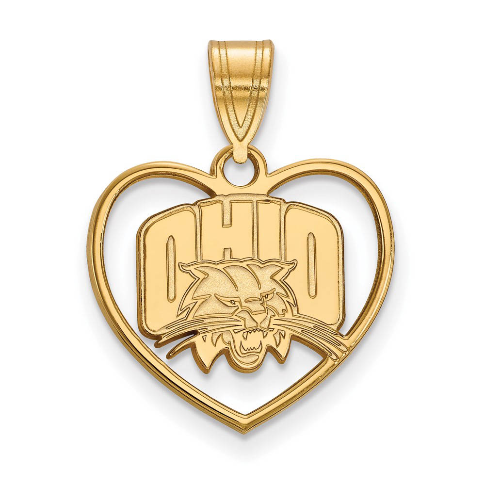 14k Gold Plated Silver Ohio U. Heart Pendant