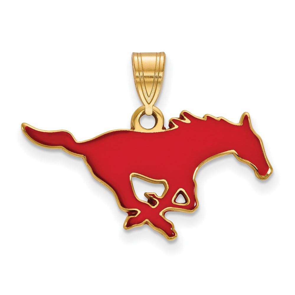 14k Gold Plated Silver Southern Methodist U. MD Enamel Pendant