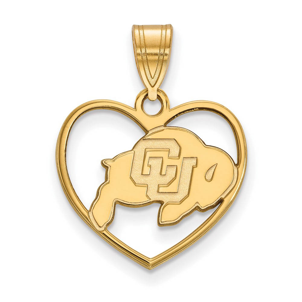 14k Gold Plated Silver U. of Colorado Heart Pendant