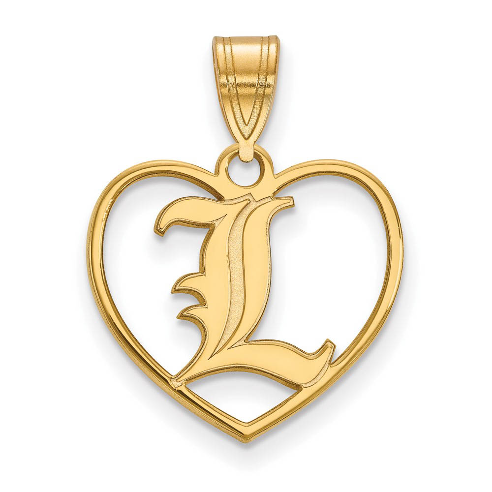 14k Gold Plated Silver U. of Louisville 'L' Heart Pendant