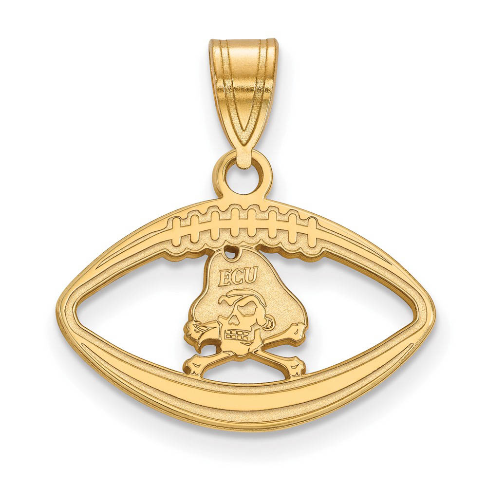 14k Gold Plated Silver East Carolina U Mascot Football Pendant