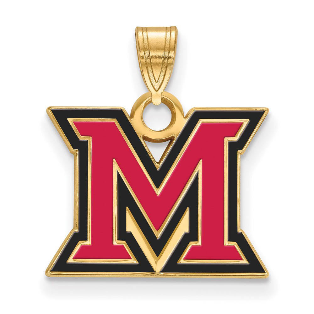 14k Gold Plated Silver Miami U Enamel Pendant