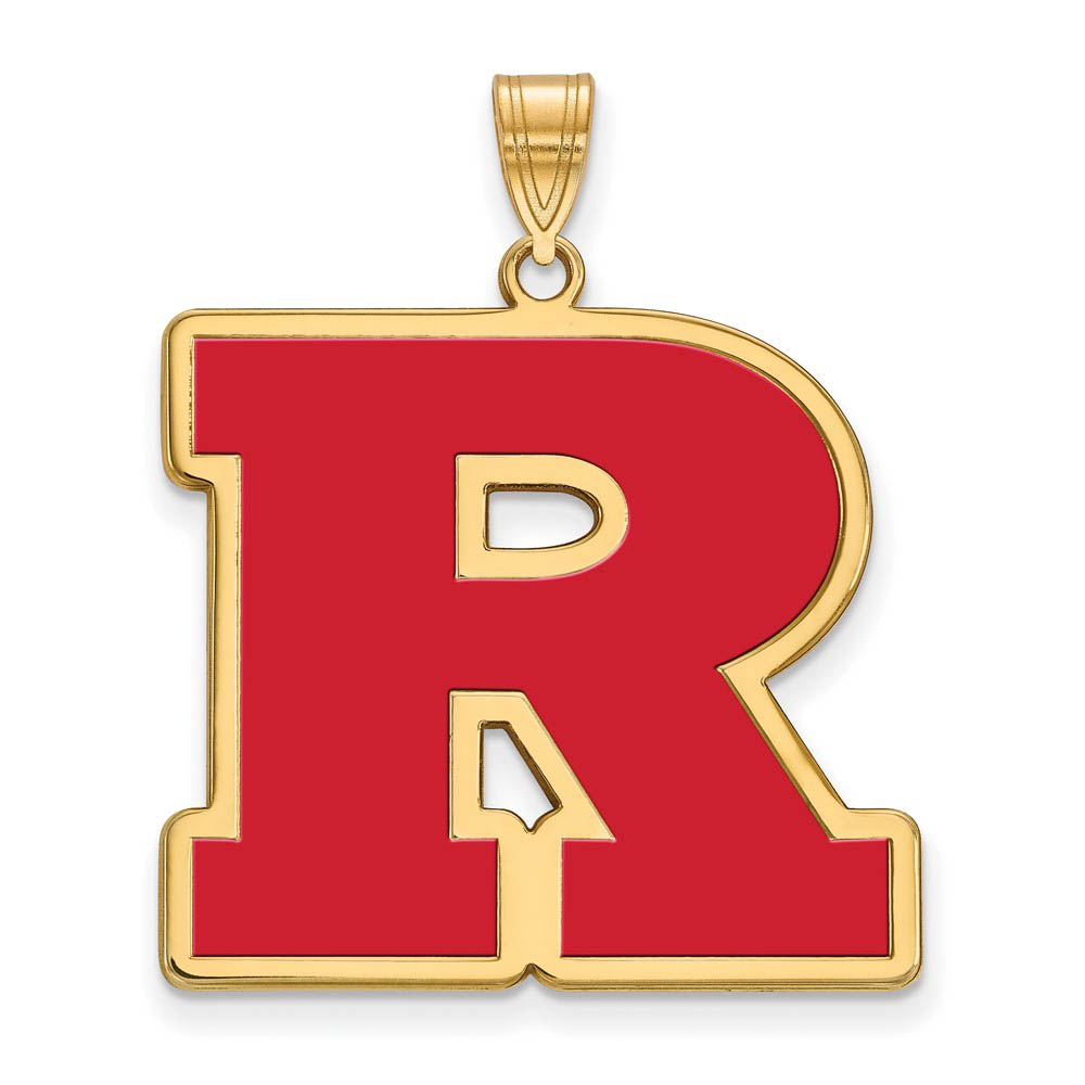 14k Gold Plated Silver Rutgers Enamel 'R' Pendant