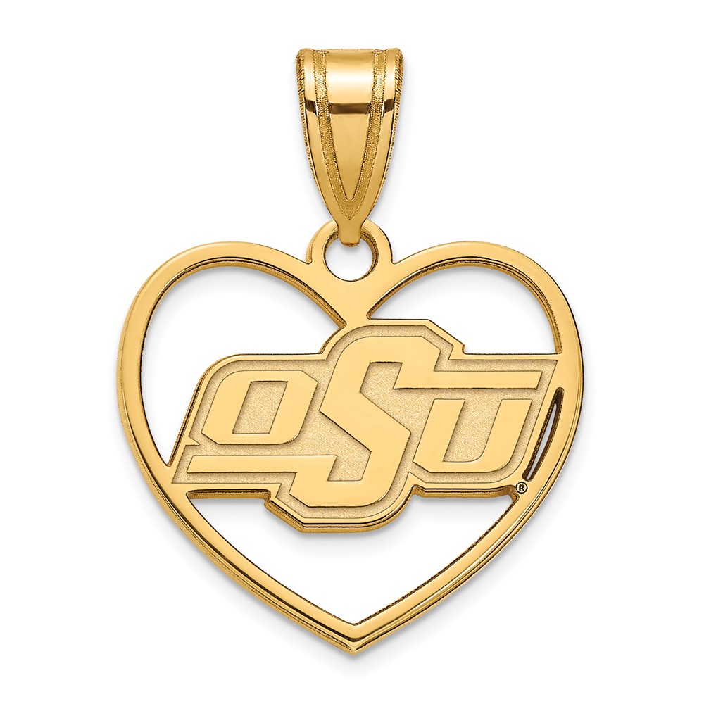 14k Gold Plated Silver Oklahoma State Heart Pendant