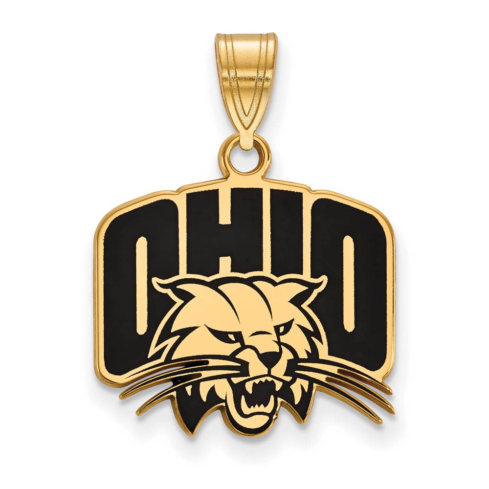 14k Gold Plated Silver Ohio U. Enamel Pendant