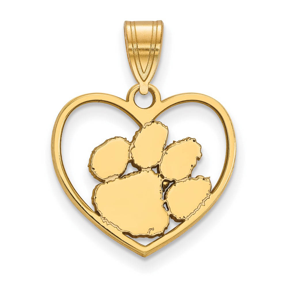 14k Gold Plated Silver Clemson U Heart Pendant