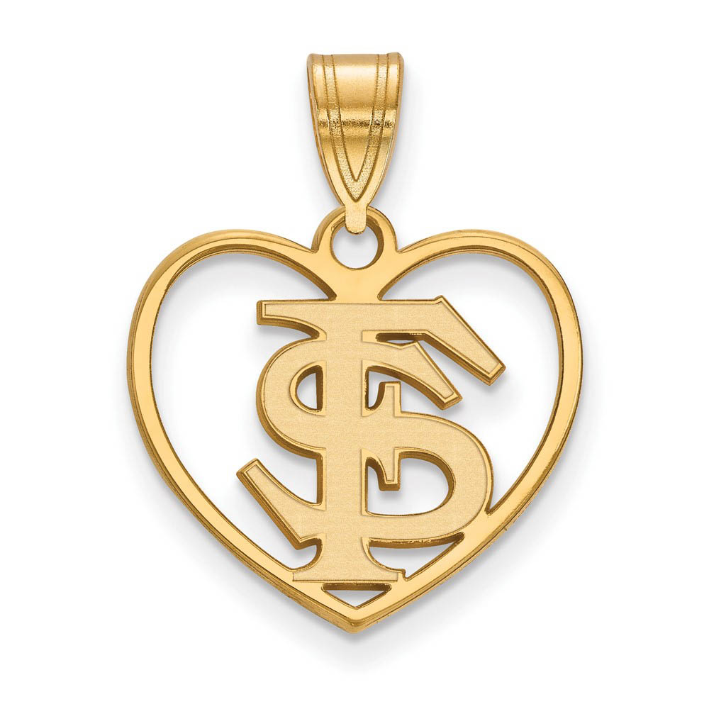 14k Gold Plated Silver Florida State Heart Pendant