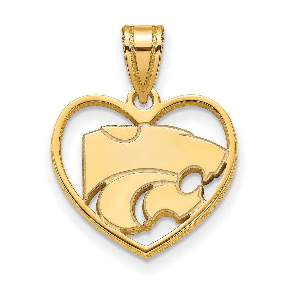 14k Gold Plated Silver Kansas State Heart Pendant
