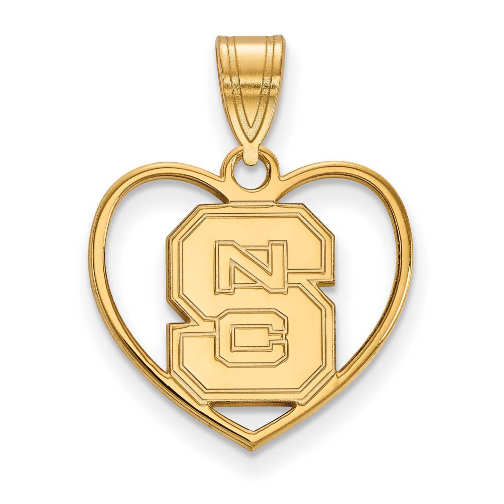 14k Gold Plated Silver North Carolina State Pendant in Heart