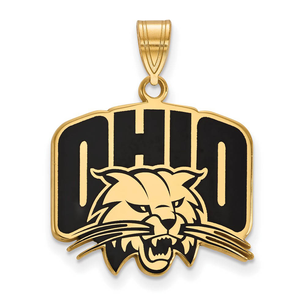 14k Gold Plated Silver Ohio U. Enamel Logo Pendant