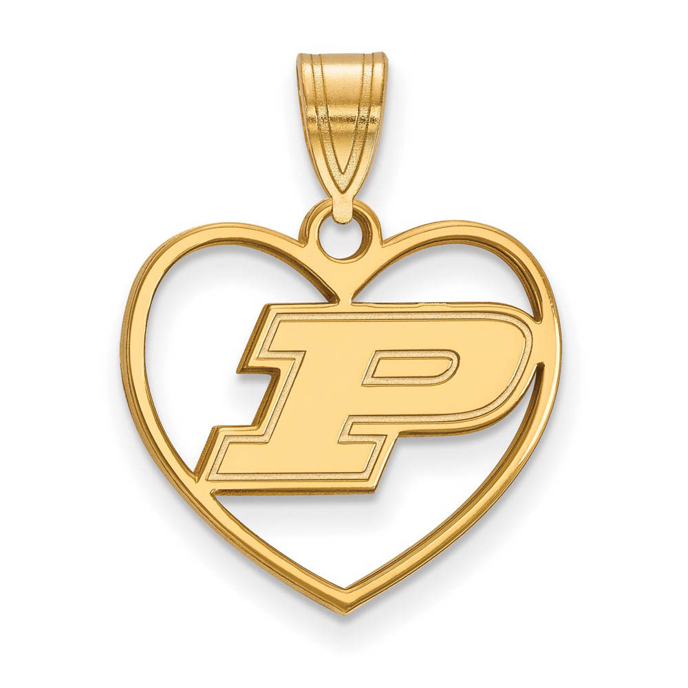14k Gold Plated Silver Purdue Initial P Heart Pendant