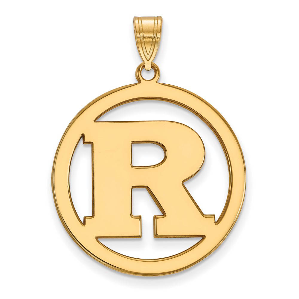 14k Gold Plated Silver Rutgers Initial R Circle Pendant