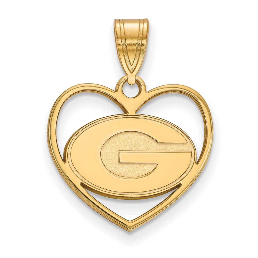 14k Gold Plated Silver U. of Georgia 'G' Heart Pendant