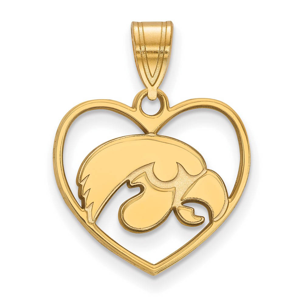 14k Gold Plated Silver U. of Iowa Heart Pendant