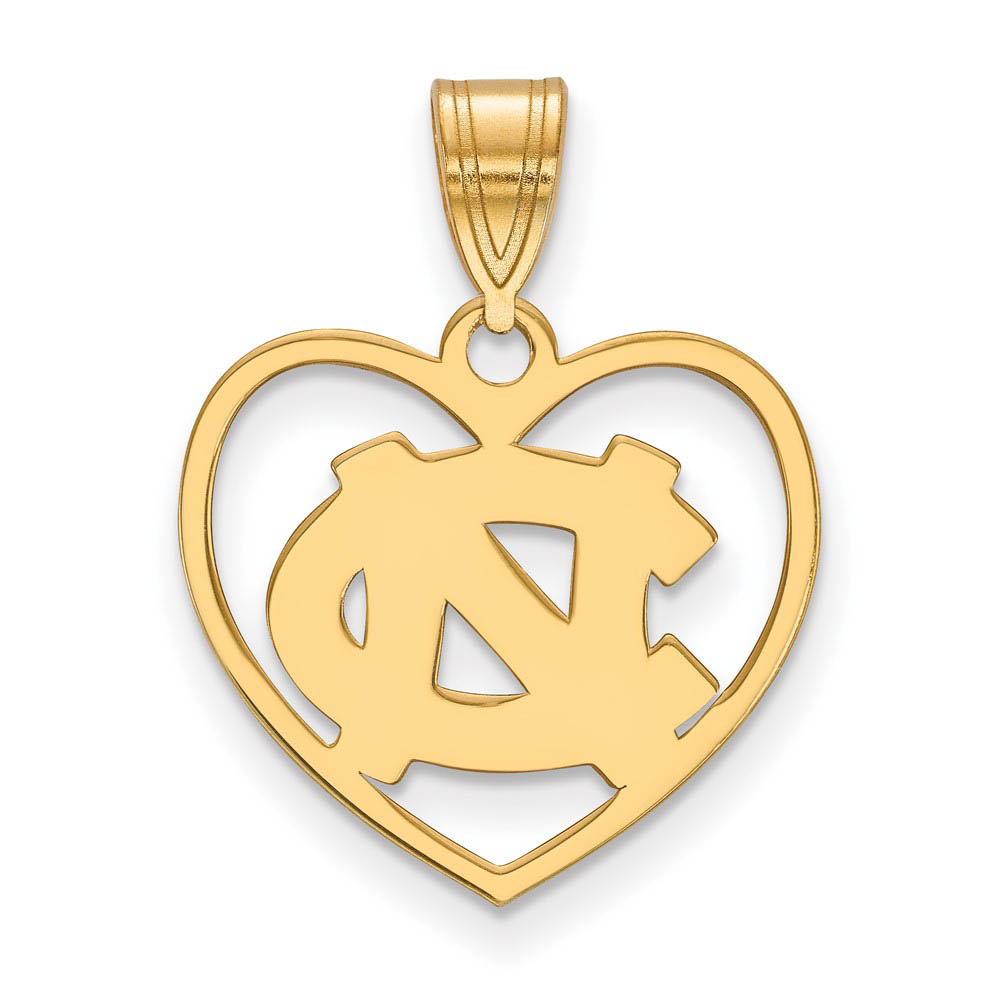14k Gold Plated Silver North Carolina Heart Pendant