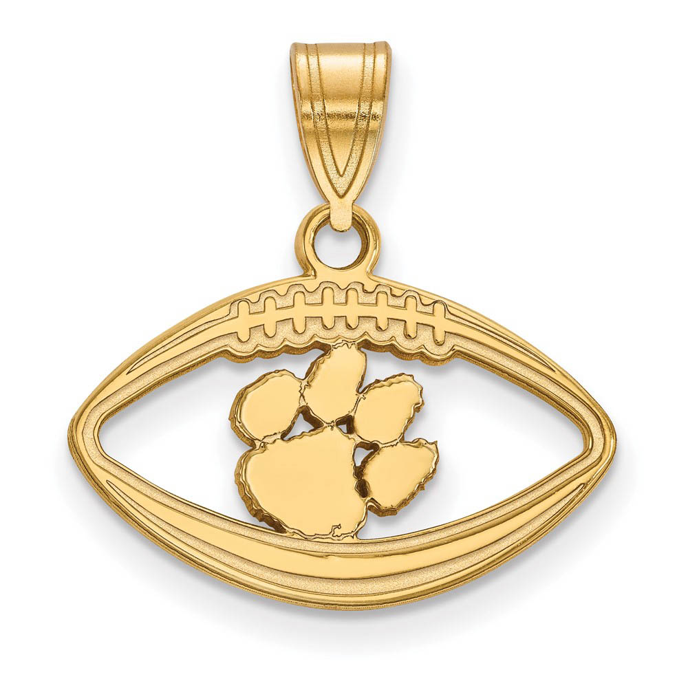 14k Gold Plated Silver Clemson U Football Pendant