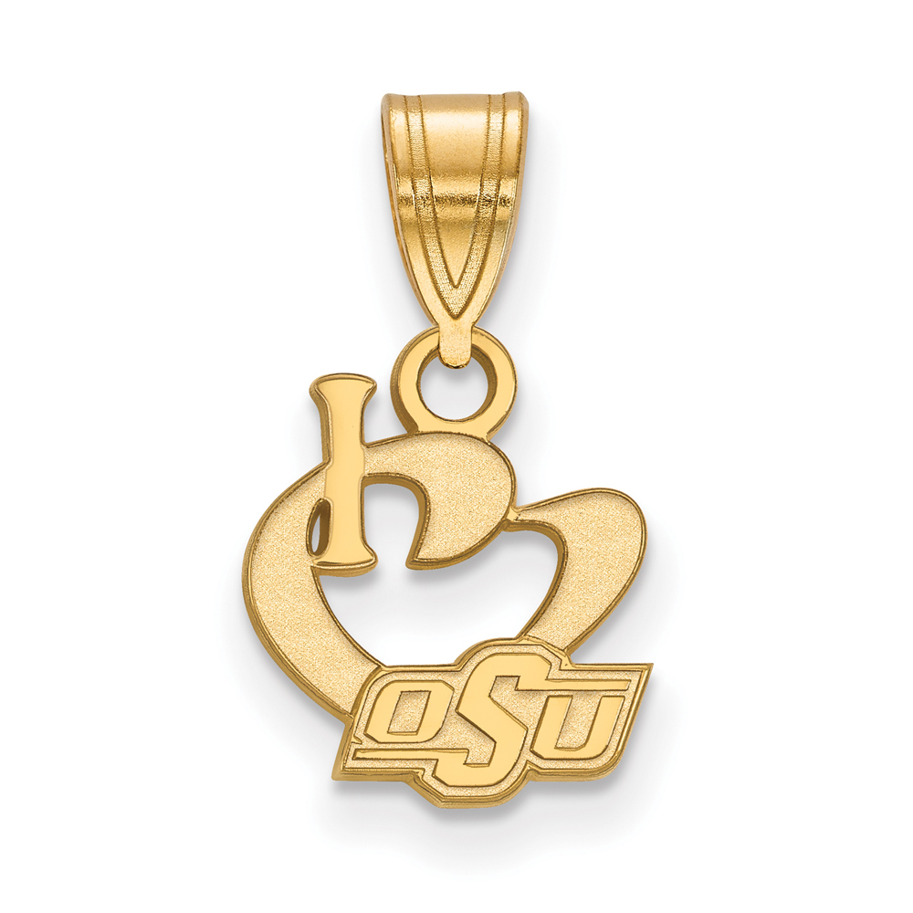 14k Gold Plated Silver Oklahoma State I Love Logo Pendant